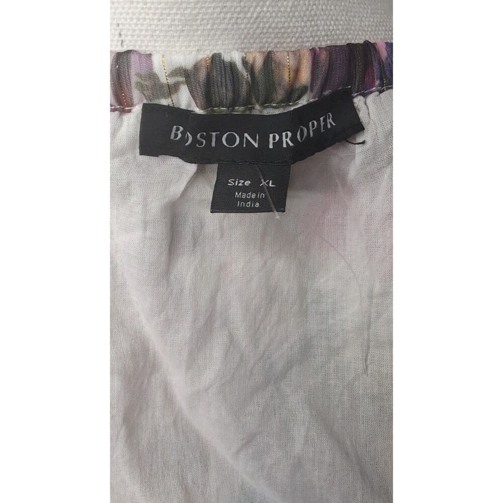 Boston Proper Floral Off Shoulder Blouse XL Boho Romantic Spring Top - Picture 5 of 7
